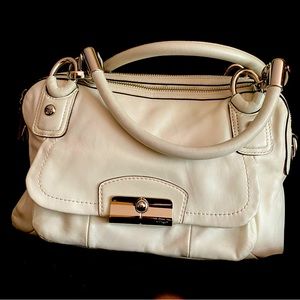 Coach white leather handbag
